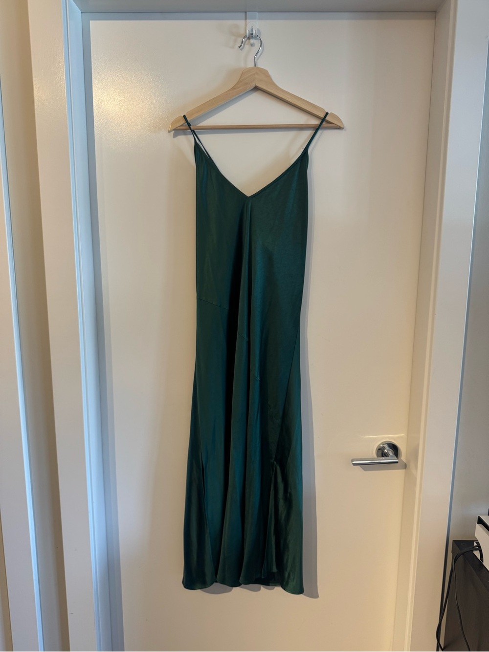 Monk & Lou Emerald Green Midi V-neck Slip Dress - Women
